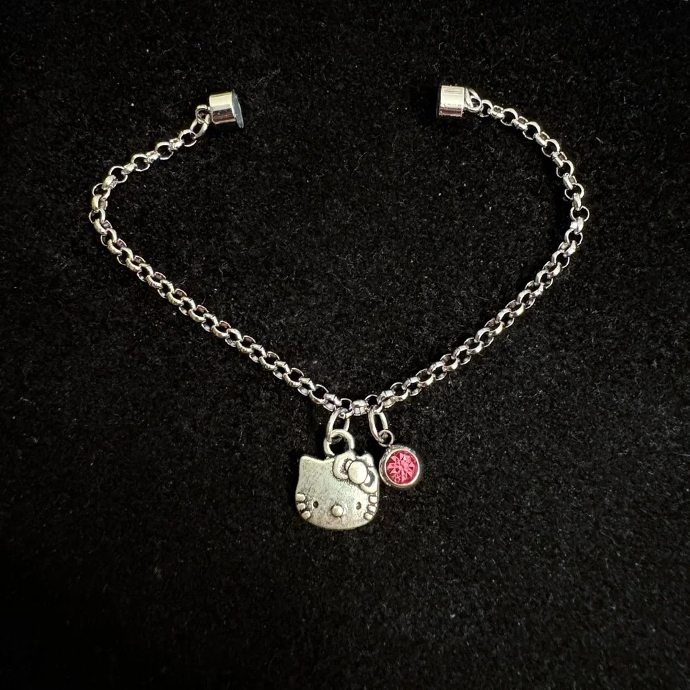 Girls Hello Kitty chain Bracelet with Pink Rhinestone charm